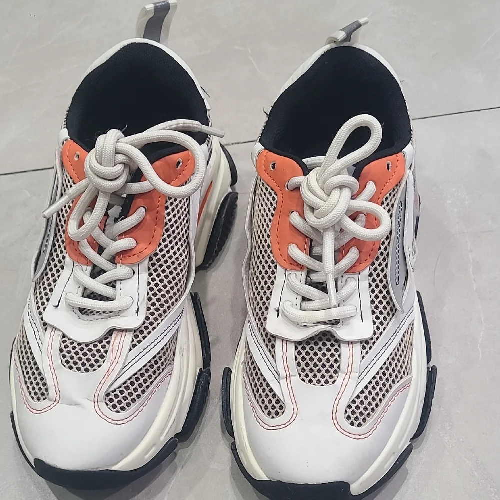 Steve Madden White and Black Sneakers with Coral Highlights